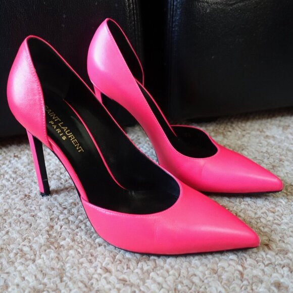 Saint Laurent YSL Pink Leather Pumps High Heels - Picture 1 of 10